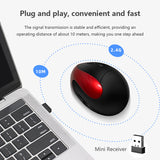 Black 3rd Gen Vertical Wireless Mouse with USB-C Charging - Ergonomic 2.4G Silent Click Design for Office and Laptop Use - Top-Down View