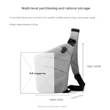 Grey Anti-theft Crossbody Sling Bag for Men & Women - Slim, Lightweight Chest Shoulder Pack for Travel & Daily Commute - Top-Down View