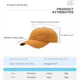 Yellow Premium Pure Cotton Quick-Dry Baseball Cap - Outdoor Sports & Camping Sun Hat, Adjustable Fit(54-62cm) - Top-Down View