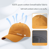 Black Premium Pure Cotton Quick-Dry Baseball Cap - Outdoor Sports & Camping Sun Hat, Adjustable Fit(59-65cm)