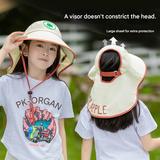 Grey Kids UV Protection Sun Hat - Breathable Wide Brim Bucket Hat with Neck Flap for Summer Beach & Outdoor Play - Top-Down View