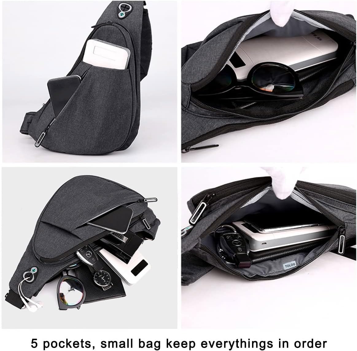 Black on the right shoulder New Men's Reflective Crossbody Sling Bag - Casual Commuter Shoulder Chest Pack for Daily Essentials