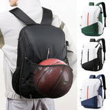 Black Multi-functional Sports Backpack for Men & Women - Waterproof Basketball, Badminton, Tennis & Soccer Bag with Shoe Compartment + Net - Side View