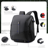White and black Multi-functional Sports Backpack for Men & Women - Waterproof Basketball, Badminton, Tennis & Soccer Bag with Shoe Compartment + Net - Front View