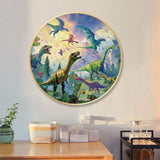 Dinosaur jigsaw puzzle Round Cardboard 70-Piece Jigsaw Puzzle - Educational Kids Puzzle Toy, Fun & Engaging - Top-Down View