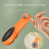2-PCS Orange New Portable Handheld Air Cooler Fan - Foldable Desktop USB Rechargeable Mini Fan with Climbing Buckle - Front View