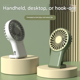2-PCS Orange New Portable Handheld Air Cooler Fan - Foldable Desktop USB Rechargeable Mini Fan with Climbing Buckle - Side View