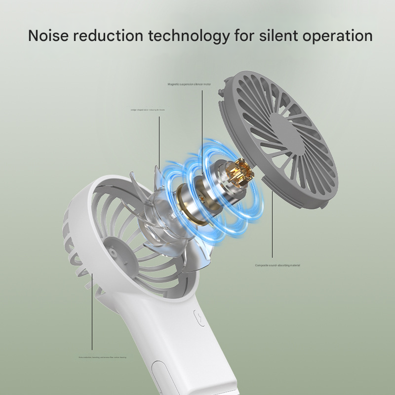 2-PCS White New Portable Handheld Air Cooler Fan - Foldable Desktop USB Rechargeable Mini Fan with Climbing Buckle