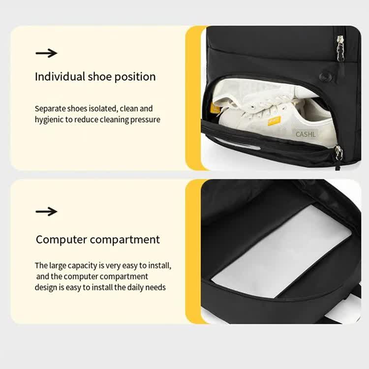 Grey Sports Backpack with Separate Shoe & Ball Compartments - Waterproof Gym Bag for Basketball, Soccer, Travel & Daily Use