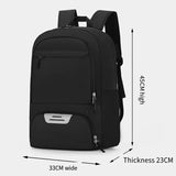 Black Sports Backpack with Separate Shoe & Ball Compartments - Waterproof Gym Bag for Basketball, Soccer, Travel & Daily Use - Rear View