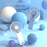 2-PCS White Portable USB Rechargeable Mini Handheld Fan with Desktop Base & Phone Stand - 3-Speed Quiet Operation - Front View