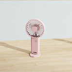 2-PCS Pink Portable USB Rechargeable Mini Handheld Fan with Desktop Base & Phone Stand - 3-Speed Quiet Operation