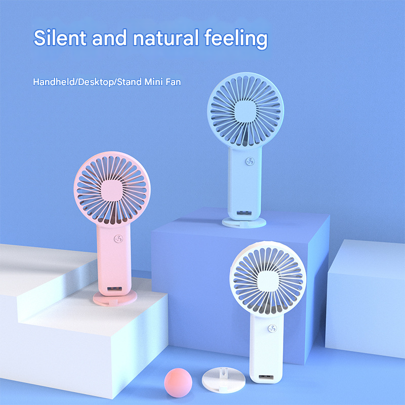 2-PCS Pink Portable USB Rechargeable Mini Handheld Fan with Desktop Base & Phone Stand - 3-Speed Quiet Operation