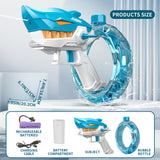 Blue Electric Shark Water Gun for Kids - Automatic Continuous Shot Blaster with Large Capacity Water Bottle & Rechargeable Lithium Battery - Long Range Summer Outdoor Toy