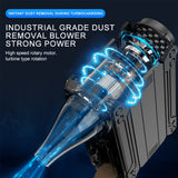 Black Multifunctional Turbo Fan - Portable High-Speed Dust Blower with LED Light & Emergency Power Bank for Outdoor & Home Use