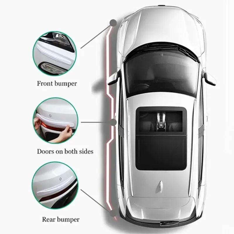 3-PCS Grey Universal Car Bumper Protector Strips - Carbon Fiber Look Anti-Scratch Guards (2-Pack)