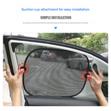 Black Universal Car Window Sun Shade Set - Mesh Fabric UV Protection(One hole-free rear gear + four hole-free side gears) - 45-Degree Angle