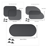 Black Universal Car Window Sun Shade Set - Mesh Fabric UV Protection(One solid rear panel + two angled panels + two solid side panels)