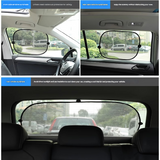 Black Universal Car Window Sun Shade Set - Mesh Fabric UV Protection(One solid rear panel + two angled panels + two solid side panels)