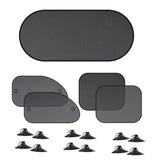 Black Universal Car Window Sun Shade Set - Mesh Fabric UV Protection(One solid rear baffle + two perforated angled baffles + two solid side baffles)