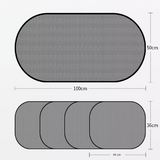 Black Universal Car Window Sun Shade Set - Mesh Fabric UV Protection(One solid rear baffle + two perforated angled baffles + two solid side baffles)
