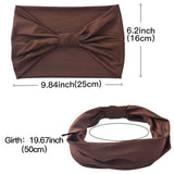 5-PCS Wine red Women's Extra Wide Turban Headband - Elastic Yoga & Sports Hair Wrap