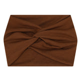 5-PCS Brown Women's Extra Wide Turban Headband - Elastic Yoga & Sports Hair Wrap