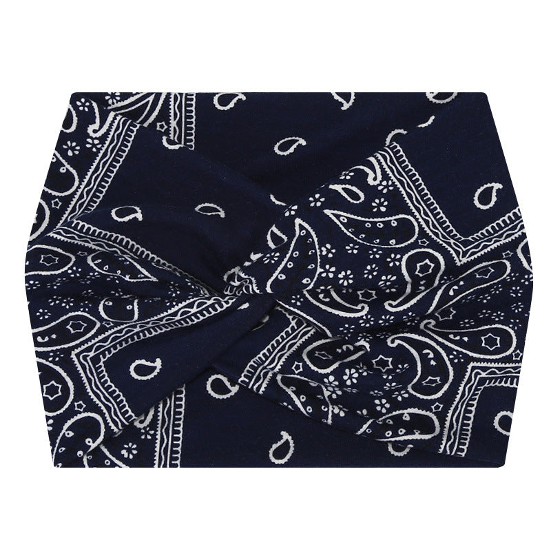 5-PCS The cashew nuts are dark blue Women's Extra Wide Turban Headband - Elastic Yoga & Sports Hair Wrap