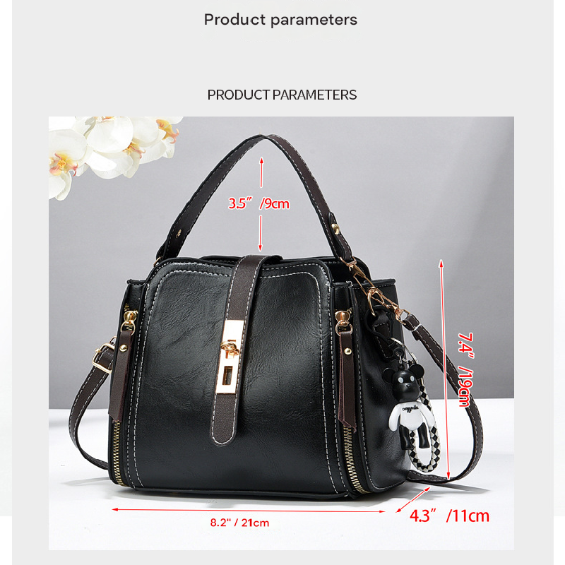 Earthy yellow Fashion Women's Bucket Bag - Summer Crossbody Shoulder Handbag with Keychain