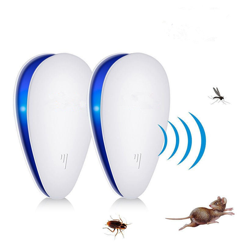 2-PCS White Ultrasonic Pest Repeller - Smart Frequency Electronic Device for Mosquitoes, Rodents & Insects