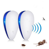 2-PCS Black Ultrasonic Pest Repeller - Smart Frequency Electronic Device for Mosquitoes, Rodents & Insects - Side View