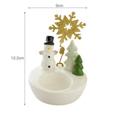 Snowman Star Style Elegant Ceramic Festive Tealight Candle Holder - Seasonal Home Decor Accent