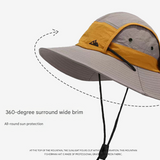 White Quick-Dry Sun Protection Bucket Hat for Men - Breathable Outdoor Hiking & Fishing Cap with Wide Brim - Side View