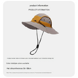 Green Quick-Dry Sun Protection Bucket Hat for Men - Breathable Outdoor Hiking & Fishing Cap with Wide Brim - 45-Degree Angle