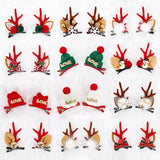 The old man, the snowman, the deer Festive Christmas Hair Clips for Girls & Women - Fabric & Metal Design - Front View