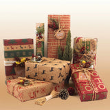 Christmas Gift Wrapping Paper 6-Pack - Vintage Kraft Style for Holiday Presents, 70x100cm - Top-Down View