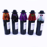5-PCS Gold Halloween Party Wine Bottle Hats - Spooky Creative Bottle Decorations, Approx. 8x12cm