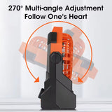 Black and orange Portable Outdoor Camping Fan with LED Light - Rechargeable USB Tent Fan for Australia - Side View