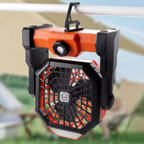 Black and green Portable Outdoor Camping Fan with LED Light - Rechargeable USB Tent Fan for Australia - Front View