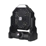 Black Portable Outdoor Camping Fan with LED Light - Rechargeable USB Tent Fan for Australia