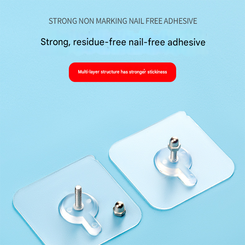 50-PCS Heavy Duty Adhesive Screw Stickers No Drilling Wall Hooks 6x6cm Waterproof Stainless Steel for Kitchen Bathroom Rental Friendly(6mm)