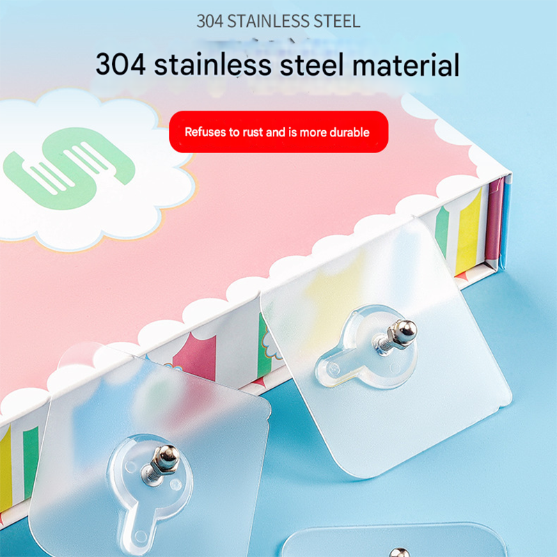 50-PCS Heavy Duty Adhesive Screw Stickers No Drilling Wall Hooks 6x6cm Waterproof Stainless Steel for Kitchen Bathroom Rental Friendly(14mm)