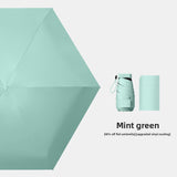 Mint green Compact Mini Travel Umbrella UPF50+ UV Protection Waterproof 6-Fold Flat Design Lightweight Sun & Rain Parasol for Handbag