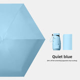 Quiet Blue Compact Mini Travel Umbrella UPF50+ UV Protection Waterproof 6-Fold Flat Design Lightweight Sun & Rain Parasol for Handbag