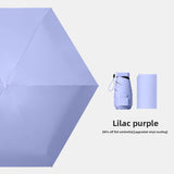 Lilac purple Compact Mini Travel Umbrella UPF50+ UV Protection Waterproof 6-Fold Flat Design Lightweight Sun & Rain Parasol for Handbag