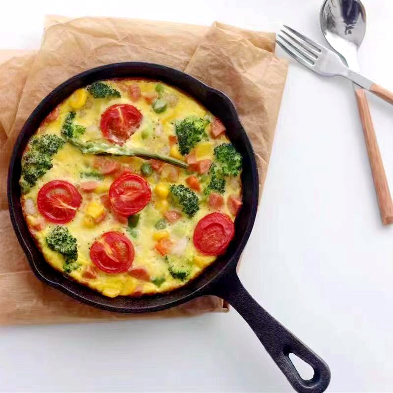Five-piece set Heavy Duty Cast Iron Skillet & Grill Pan Thickened Vintage Style Cookware for Steak Breakfast & Camping