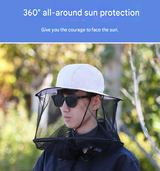 Phantom Camouflage Outdoor Fishing Hat with Mesh Head Net Sun Protection Bucket Cap Anti-Mosquito Fly Guard for Gardening Hiking & Beekeeping