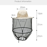 Green camouflage Outdoor Fishing Hat with Mesh Head Net Sun Protection Bucket Cap Anti-Mosquito Fly Guard for Gardening Hiking & Beekeeping - 45-Degree Angle