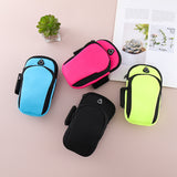 Green Sports Running Armband Bag Water Resistant Phone Pouch with Dual Zipper Pockets Earphone Hole for Gym Jogging Cycling Fits 6.5 Inch Smartphones - Front View