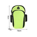Green Sports Running Armband Bag Water Resistant Phone Pouch with Dual Zipper Pockets Earphone Hole for Gym Jogging Cycling Fits 6.5 Inch Smartphones - Rear View